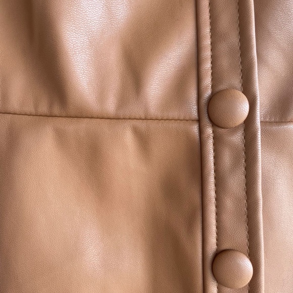 Calvin Klein Faux Leather Tan/Camel Button up dress - Picture 4 of 6